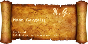 Maár Gergely névjegykártya