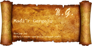 Maár Gergely névjegykártya